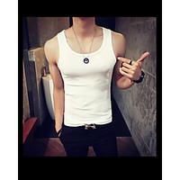 mens going out vintage tank top solid round neck sleeveless cotton