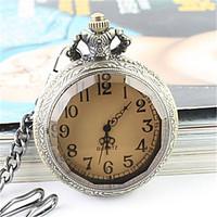 mens womens pocket watch quartz alloy band silver