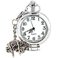 mens womens pocket watch quartz alloy band silver