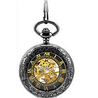 Men\'s Skeleton Watch Pocket Watch Mechanical Watch Automatic self-winding Alloy Band Black