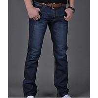 mens mid rise micro elastic jeans pants simple loose solid