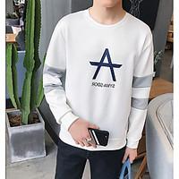 Men\'s Sports Sweatshirt Solid Round Neck Micro-elastic Cotton Long Sleeve