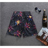 mens mid rise micro elastic shorts pants simple loose animal print