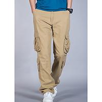 mens mid rise inelastic chinos pants simple loose solid