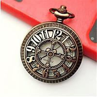 mens pocket watch quartz alloy band bronze