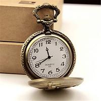 mens pocket watch quartz alloy band bronze