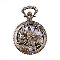 mens pocket watch quartz alloy band bronze