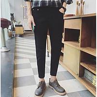 mens low rise micro elastic chinos pants street chic slim solid