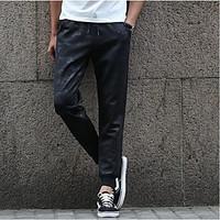 mens mid rise micro elastic chinos pants simple slim print