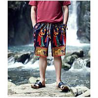 mens mid rise inelastic shorts pants simple loose rainbow