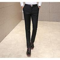 mens high rise micro elastic business pants simple slim solid