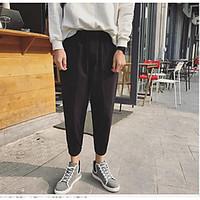 mens low rise inelastic chinos pants street chic loose slim solid