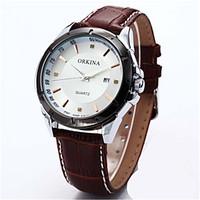 mens fashion watch chinese quartz leather silicone band black brown