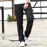 mens mid rise micro elastic jeans pants simple loose solid