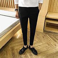 mens mid rise micro elastic chinos business pants chinoiserie simple s ...