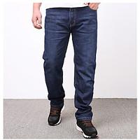 mens mid rise micro elastic jeans pants simple slim pure color solid