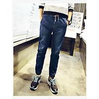 mens high rise micro elastic jeans pants boho loose solid