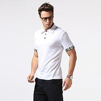 Men\'s Going out Casual/Daily Holiday Simple Polo, Color Block Shirt Collar Short Sleeve Red White Black Gray Cotton