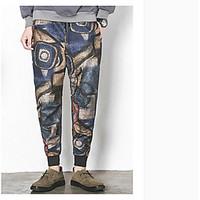 mens low rise micro elastic chinos pants street chic loose solid print