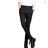 Men\'s Mid Rise strenchy Business Pants, Street chic Slim Skinny Solid