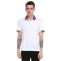 Men\'s Going out Casual/Daily Party Vintage Simple Street chic Spring Summer T-shirt, Solid Striped Square Neck Short Sleeve Polyester Thin