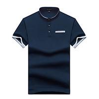 Men\'s Plus Size Casual/Daily Simple Street chic Active Summer Polo, Solid Stand Short Sleeve Cotton Spandex Thin Medium