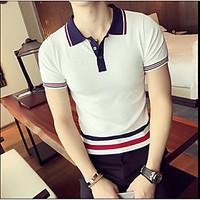 mens casualdaily simple t shirt print standing collar short sleeve cot ...