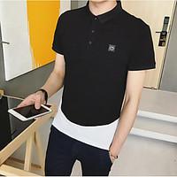 mens casualdaily simple t shirt letter stand short sleeve cotton