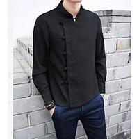 mens casualdaily simple shirt polka dot crew neck long sleeve cotton