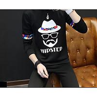 mens casualdaily sweatshirt striped round neck strenchy cotton long sl ...