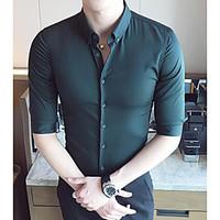 mens casualdaily simple shirt solid shirt collar sleeve cotton thin