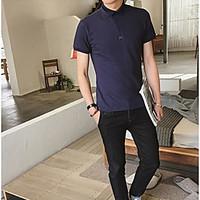 Men\'s Casual/Daily Simple Summer Polo, Solid Classic Collar Short Sleeve Cotton Polyester Thin