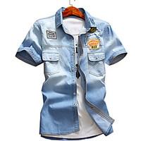 mens casualdaily street chic summer shirt print button down collar sho ...