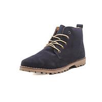 Men\'s Boots Spring Summer Fall Winter Comfort Leather Casual Flat Heel Lace-up Black Blue Yellow