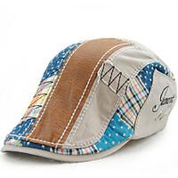Men\'s Cotton Beret Hat Peaked Cap Casual Patchwork Summer All Seasons Grey