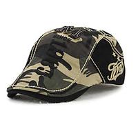 Men\'s Cotton Beret Hat Peaked Cap Vintage Casual Camouflage Print Summer All Seasons Black/Beige/Brown