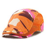 Men\'s Cotton Beret Hat Peaked Cap Vintage Casual Camouflage Print Summer All Seasons Black/Grey/Blue/Orange/Brown