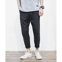 mens mid rise inelastic chinos pants simple loose harem solid