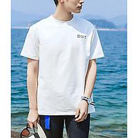 Men\'s Casual/Daily Simple Spring Summer T-shirt, Print Round Neck Short Sleeve Cotton Thin