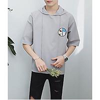 mens casualdaily beach simple spring summer t shirt print hooded short ...