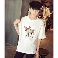 mens casualdaily simple spring summer t shirt print round neck short s ...