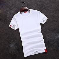 mens going out casualdaily holiday simple t shirt solid round neck sho ...
