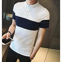 mens casualdaily simple t shirt color block round neck short sleeve co ...