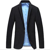 mens work simple spring blazer solid shirt collar long sleeve short li ...