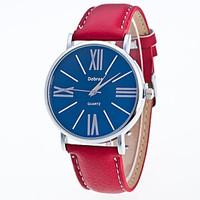 Men\'s Fashion Watch Chinese Quartz Leather Band Casual Black White Red Brown