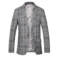 mens holiday vintage spring blazer plaid shirt collar long sleeve regu ...