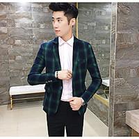 mens holiday vintage spring blazer plaid shirt collar long sleeve shor ...