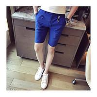 mens mid rise micro elastic shorts pants simple straight solid