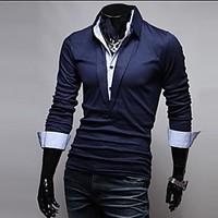 Men\'s Long Sleeve Polo , Cotton Blend/Polyester Casual