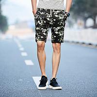 mens mid rise micro elastic shorts pants simple straight floral solid  ...